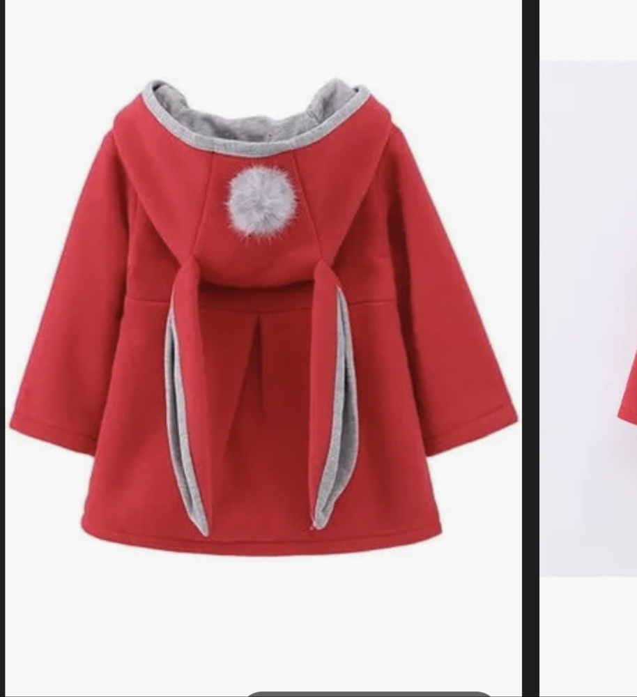 Charming Red Kids' Coat with Bunny Ears
